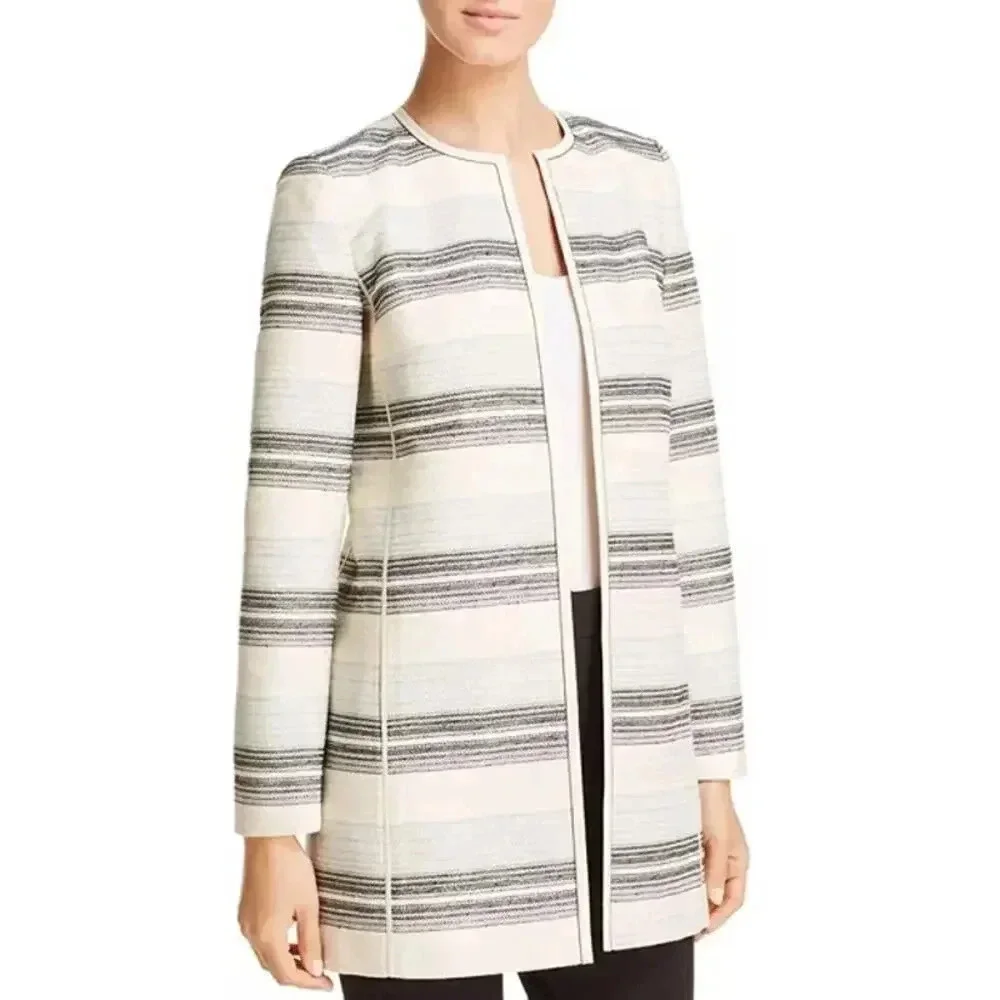 NEW- NWOT Lafayette 148 Pria Striped Long Jacket Size 8